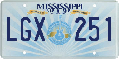 MS license plate LGX251