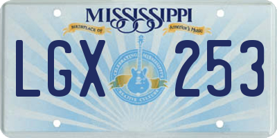 MS license plate LGX253