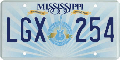 MS license plate LGX254