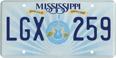 MS license plate LGX259