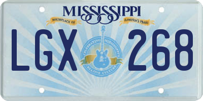 MS license plate LGX268