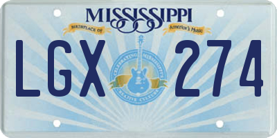 MS license plate LGX274