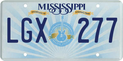 MS license plate LGX277