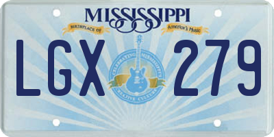 MS license plate LGX279