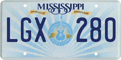 MS license plate LGX280