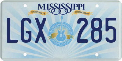 MS license plate LGX285