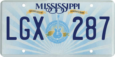 MS license plate LGX287