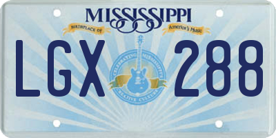 MS license plate LGX288