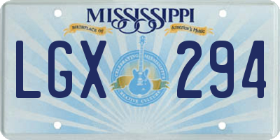 MS license plate LGX294