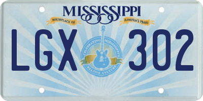 MS license plate LGX302