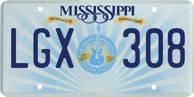 MS license plate LGX308
