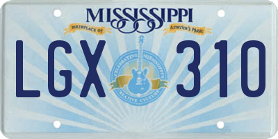 MS license plate LGX310