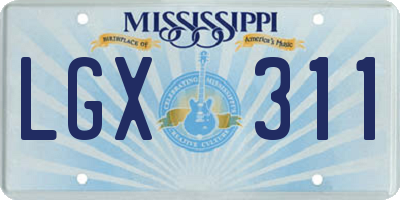 MS license plate LGX311