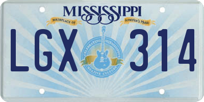 MS license plate LGX314