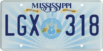 MS license plate LGX318