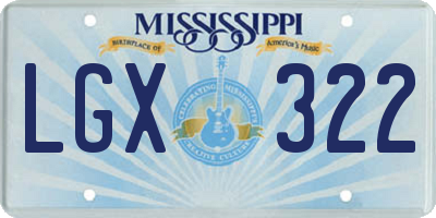 MS license plate LGX322