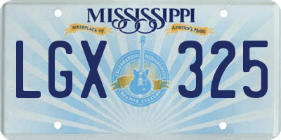 MS license plate LGX325