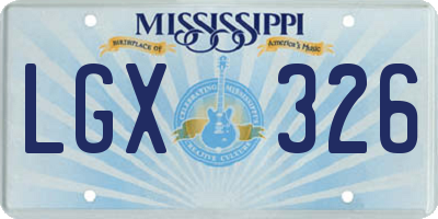 MS license plate LGX326