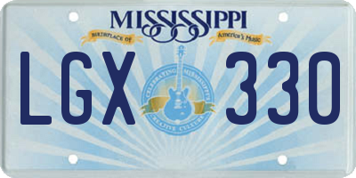 MS license plate LGX330