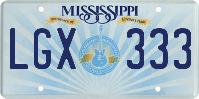 MS license plate LGX333