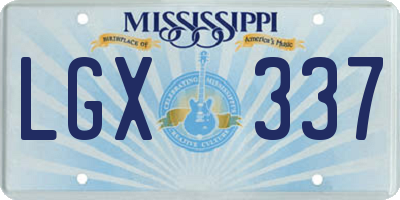 MS license plate LGX337