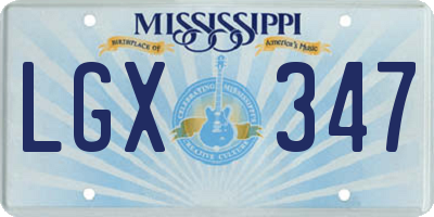 MS license plate LGX347