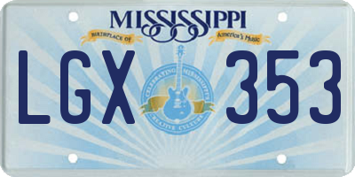 MS license plate LGX353