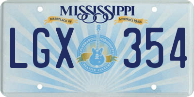 MS license plate LGX354