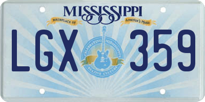 MS license plate LGX359