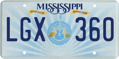 MS license plate LGX360