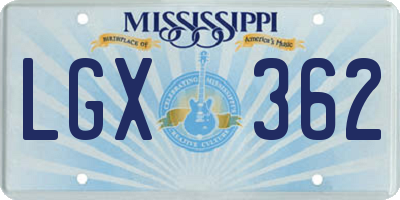 MS license plate LGX362