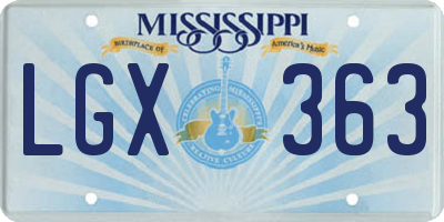 MS license plate LGX363