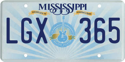 MS license plate LGX365