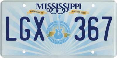 MS license plate LGX367