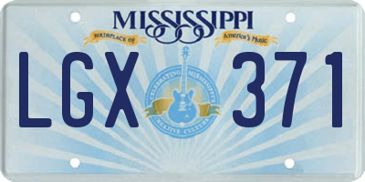 MS license plate LGX371