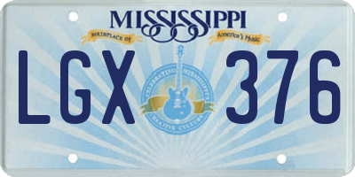 MS license plate LGX376