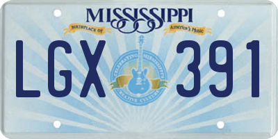 MS license plate LGX391