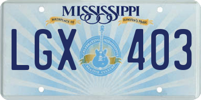 MS license plate LGX403