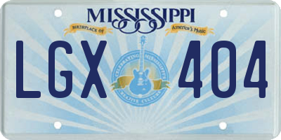 MS license plate LGX404