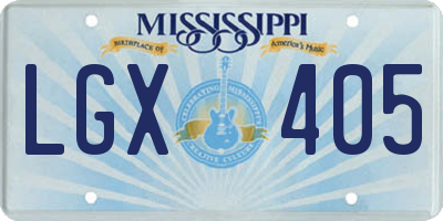 MS license plate LGX405
