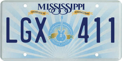 MS license plate LGX411