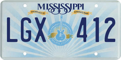 MS license plate LGX412