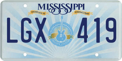 MS license plate LGX419