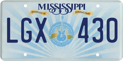 MS license plate LGX430