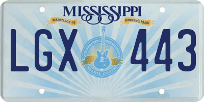 MS license plate LGX443