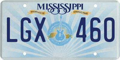 MS license plate LGX460