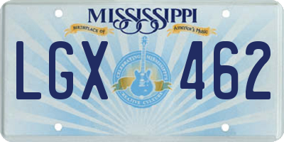 MS license plate LGX462