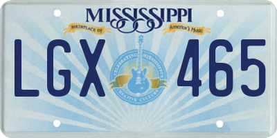 MS license plate LGX465