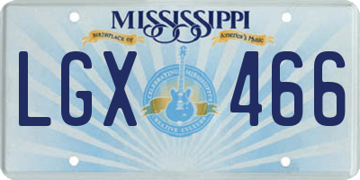 MS license plate LGX466
