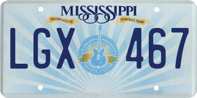 MS license plate LGX467